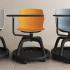 Chaise sur roulettes avec tablette écritoire monocoque polypropylène, gamme Milondo - France Bureau