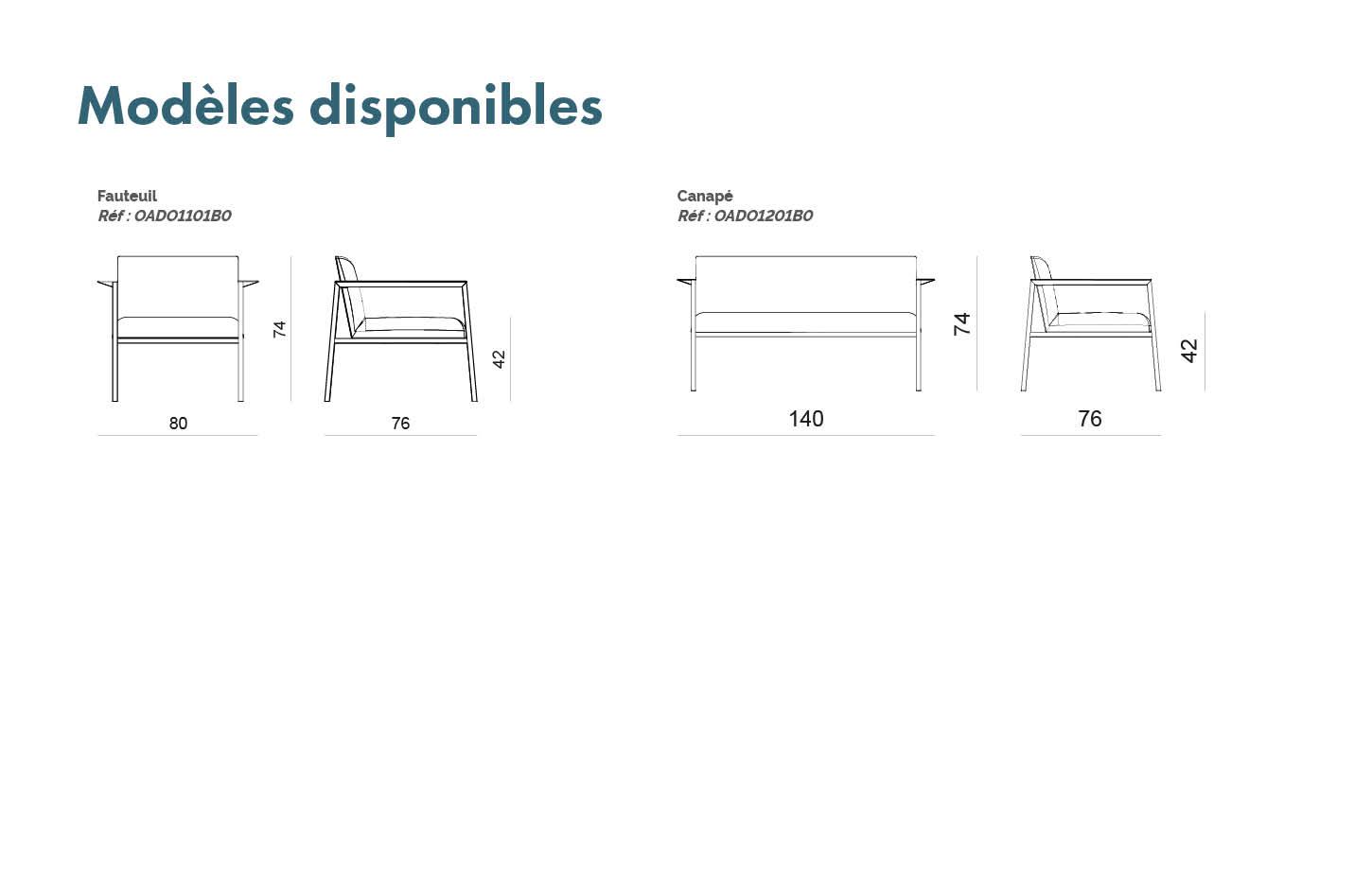 Fauteuil et canapé accoudoirs en bois tissu ou similicuir, gamme Mincio - France Bureau