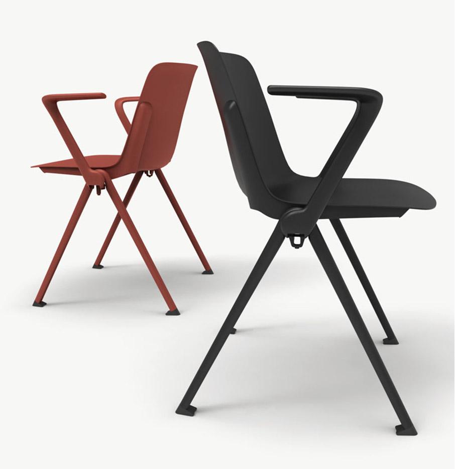 Chaise monocoque polypropylène structure en métal, gamme Minho Meet - France Bureau