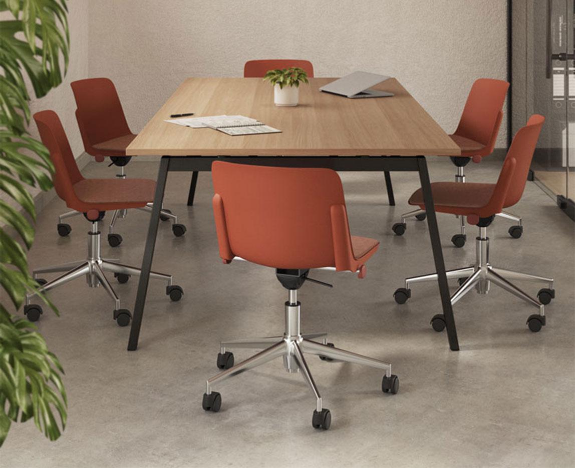 Siège de réunion réglable en hauteur, gamme Minho roller - France bureau
