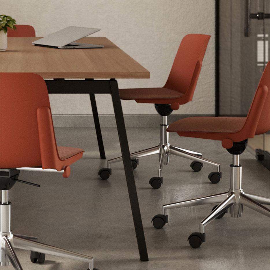 Siège de réunion réglable en hauteur, gamme Minho roller - France bureau