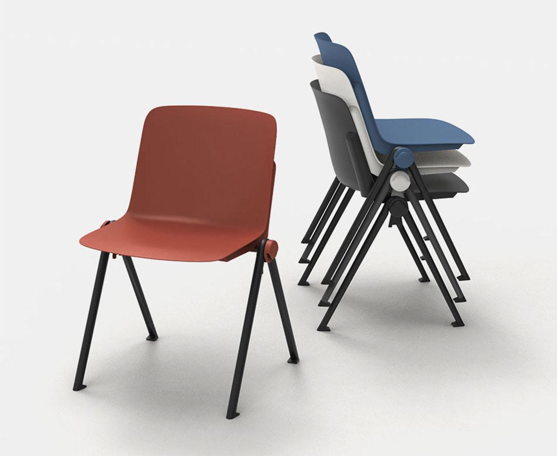 Chaise polyvalente avec monocoque en polypropylène et structure en acier, gamme Minho - France Bureau