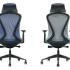 Fauteuil ergonomique avec têtière réglable et translation d\'assise, finition bleu ou gris - Gamme Mirebel - France Bureau