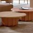 Duo de tables basses rondes en bois disponibles en deux hauteurs, gamme Misurina - France Bureau