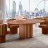 Table de réunion ovale orange poudré avec fauteuils assortis, gamme Misurina - France Bureau