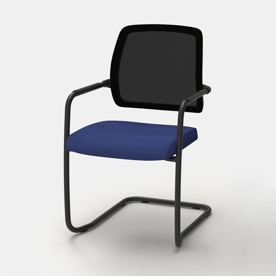 Siège visiteur avec assise tapissé et dossier résille - gamme Morcin visiteur - France Bureau
