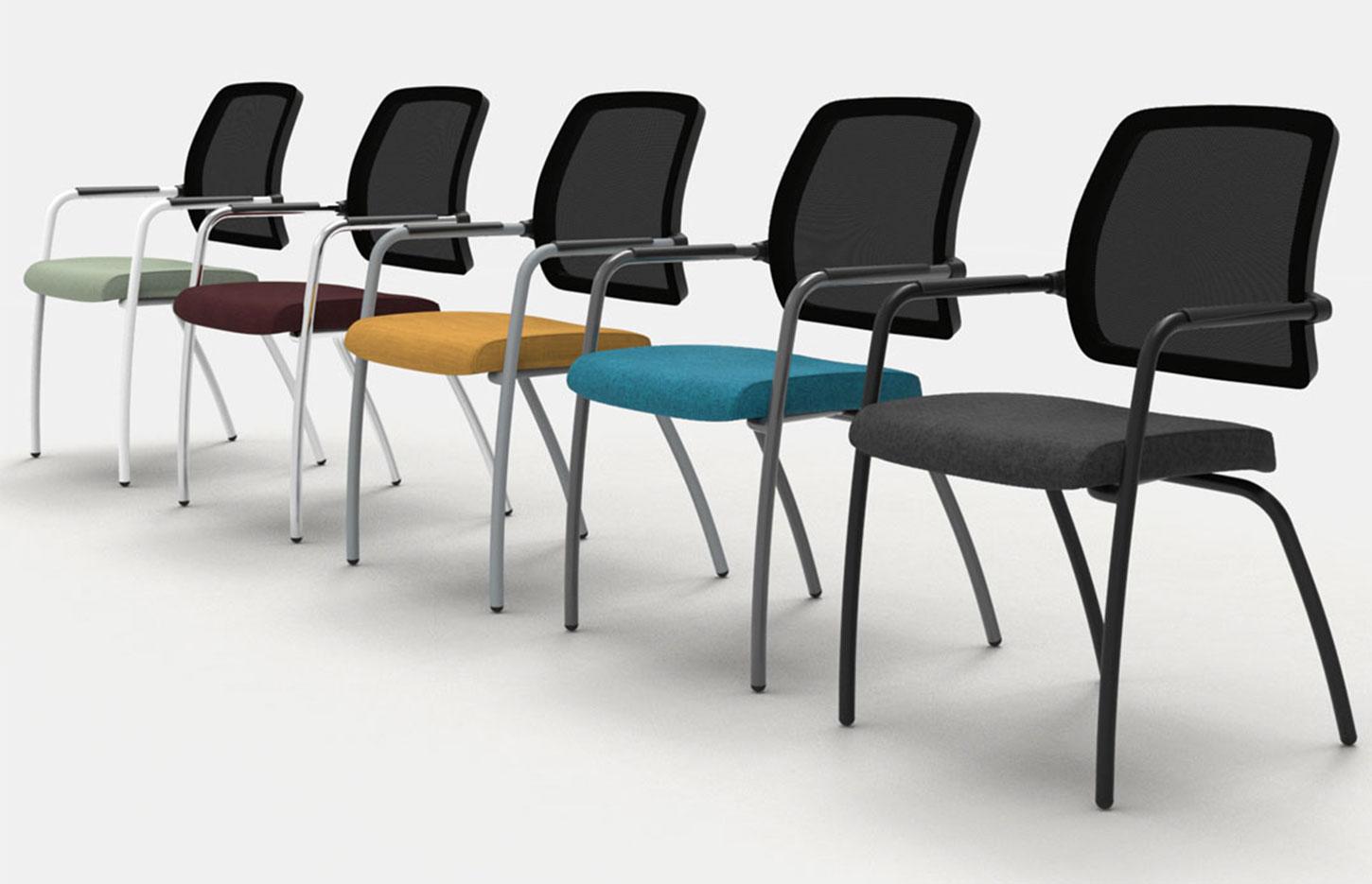 Siège de réunion sur roulettes dossier résille assise tissu, gamme Morcin Meet - France Bureau