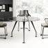 Table de réunion ronde plateau bois ou verre pieds satellites, gamme Muzelle round - France Bureau