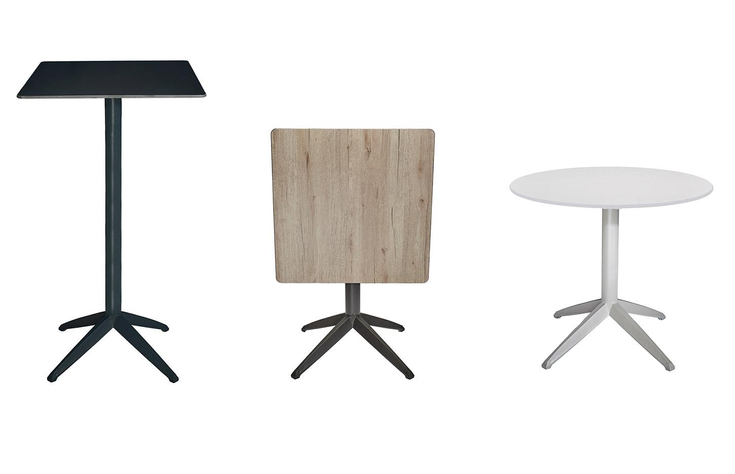 Table et chaise d\'extérieur en polypropylène résistant aux UV, plateau rabattable, gamme Natissa - France Bureau