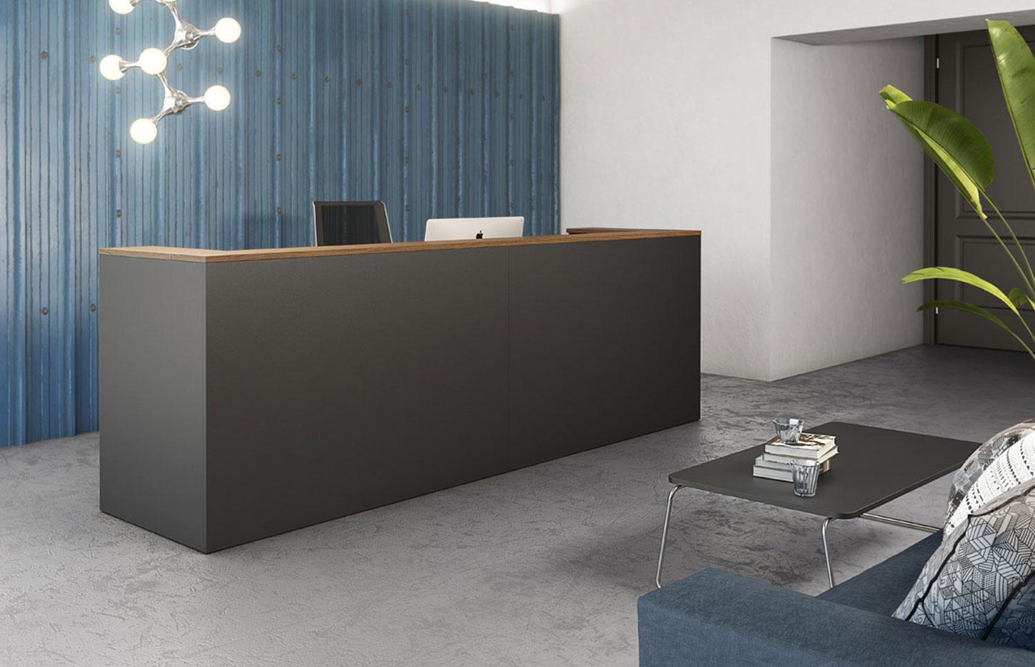 Banque d\'accueil en mélaminé, gamme Neige cordier basic - France Bureau