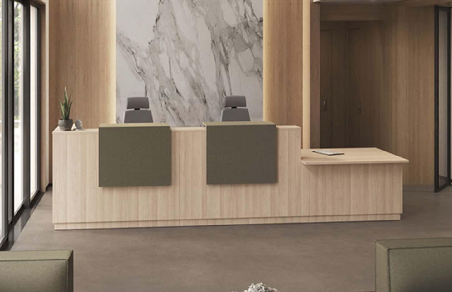 Banque d\'accueil en mélaminé, gamme Neige cordier classique - France Bureau