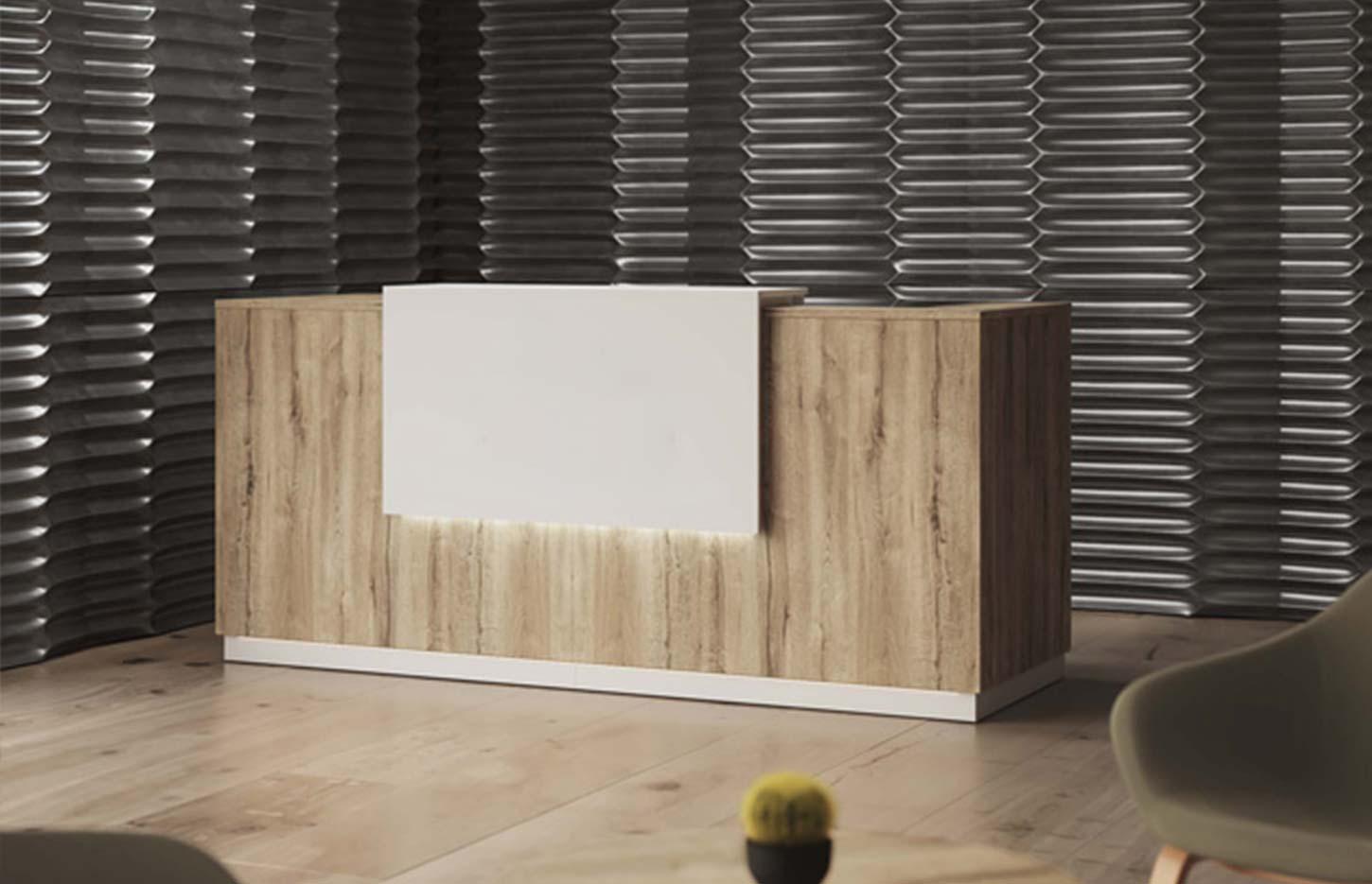 Banque d\'accueil en mélaminé, gamme Neige cordier classique - France Bureau