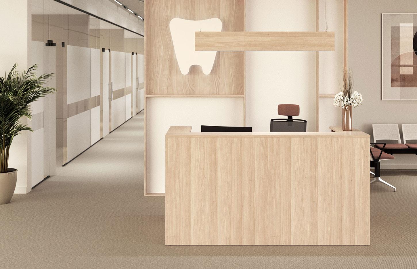 Banque d\'accueil en mélaminé, gamme Neige cordier basic - France Bureau