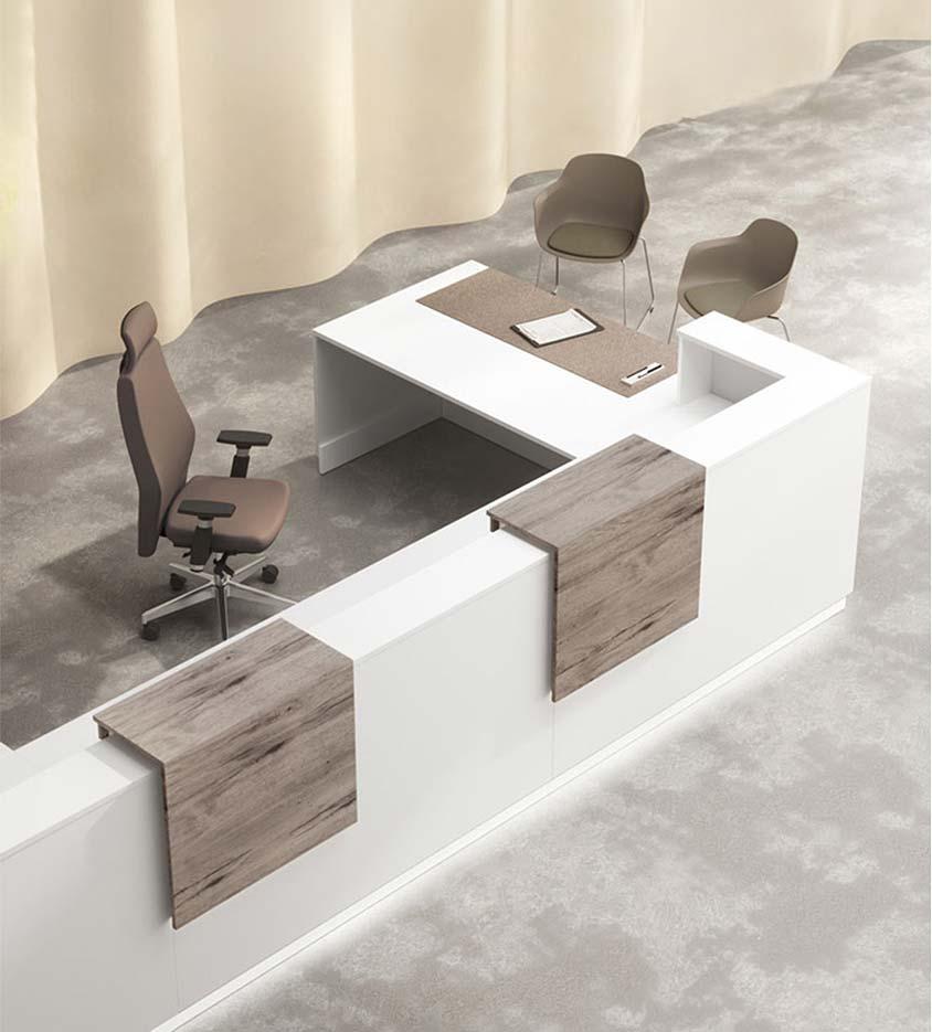 Banque d\'accueil en mélaminé, gamme Neige cordier classique - France Bureau