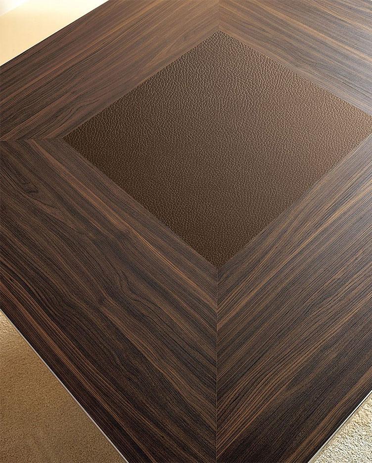 Table de réunion ronde bois et cuir, gamme Nevada round - France Bureau