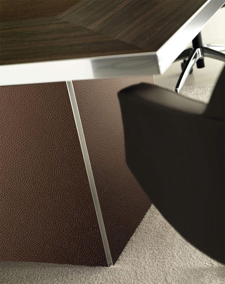 Table de réunion ronde bois et cuir, gamme Nevada round - France Bureau