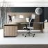 Bureau de direction avec plateau bois et cuir, gamme Nevada - France Bureau