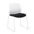 Chaises coque polypropylène Blanc assise tissu noir, gamme Nil - France Bureau