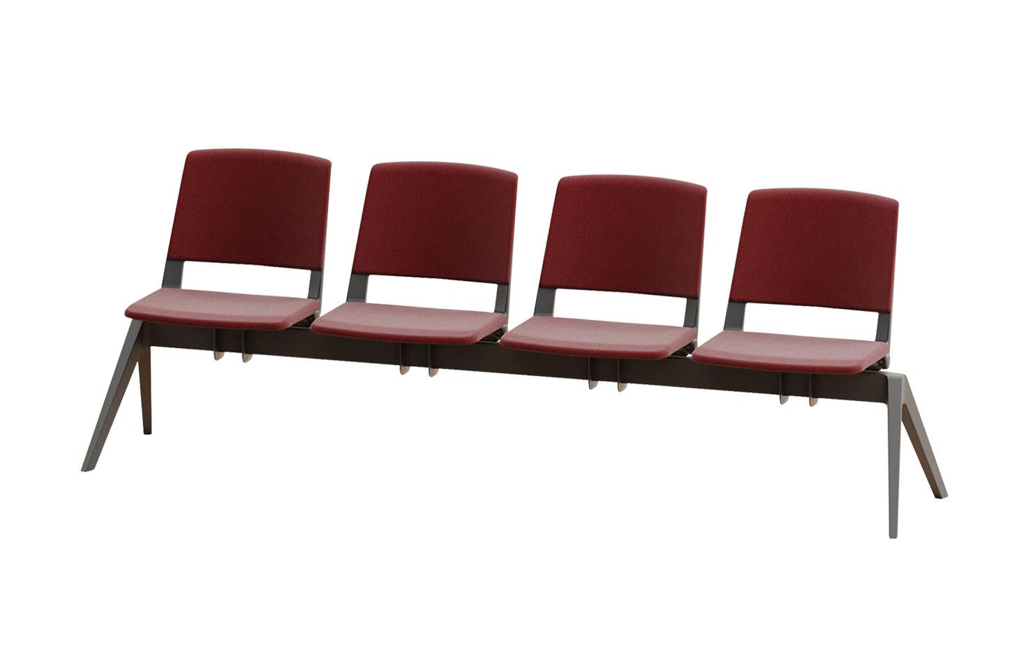 Banquette tapissée 3 ou 4 places, poutre acier noir et assise moelleuse, gamme Norges Poutre - France Bureau
