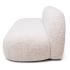 Détail du tissu bouclé et des coussins taupe du canapé d\'accueil, gamme Odiel - France Bureau