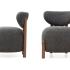 Fauteuil d\'accueil vu de profil et de face, assise arrondie sans passepoil, gamme Omana - France Bureau