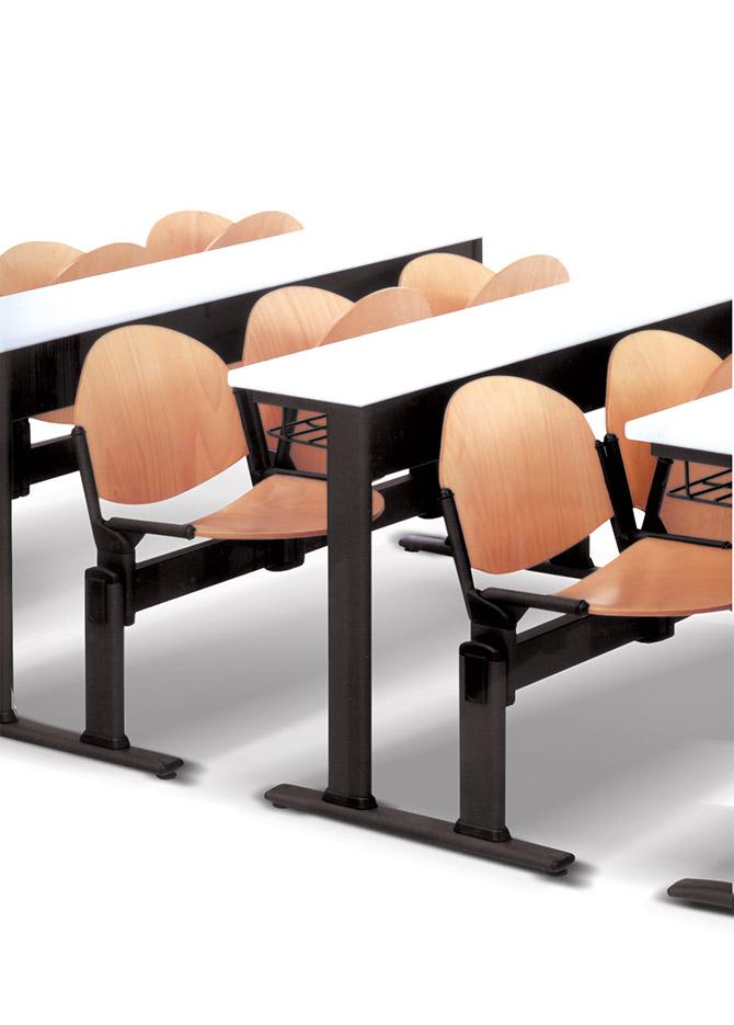 Assise pour amphithéâtre finition thermoplastique noir hêtre ou tissu, gamme Orcières - France Bureau