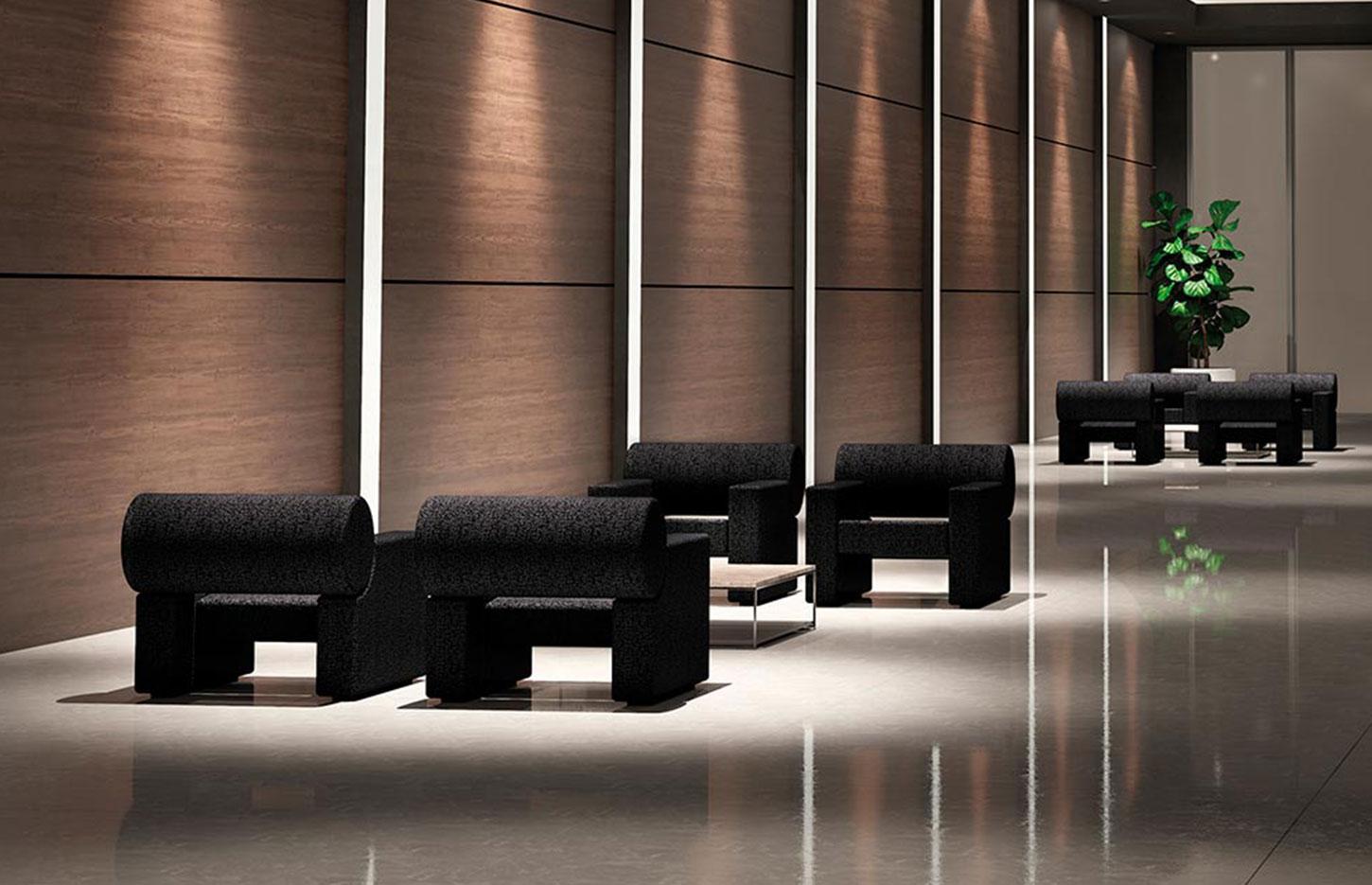 Canapé acoustique 1 ou 2 places mousse acoustique avec tissu, gamme Ortobene - France Bureau