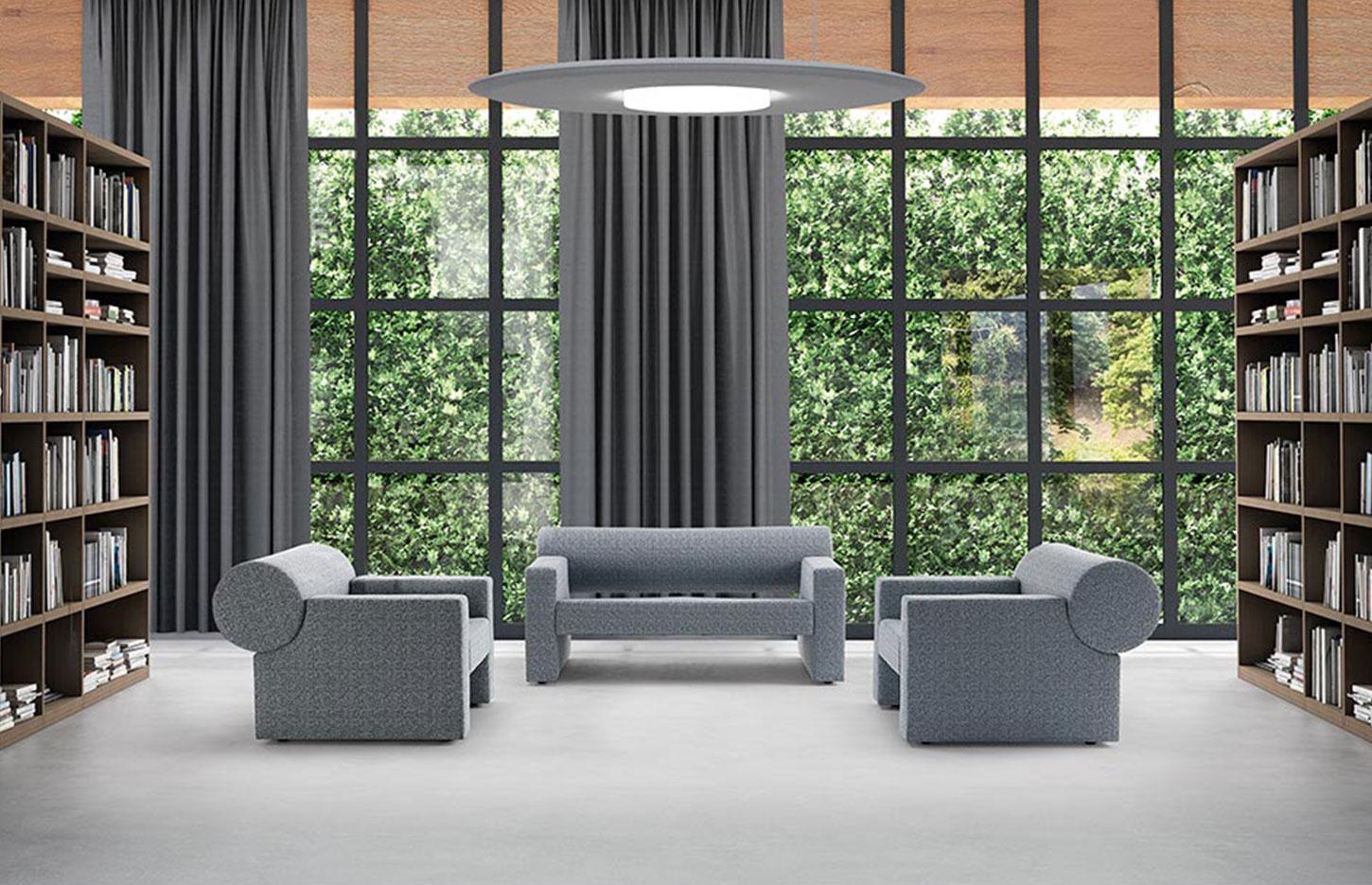 Canapé acoustique 1 ou 2 places mousse acoustique avec tissu, gamme Ortobene - France Bureau