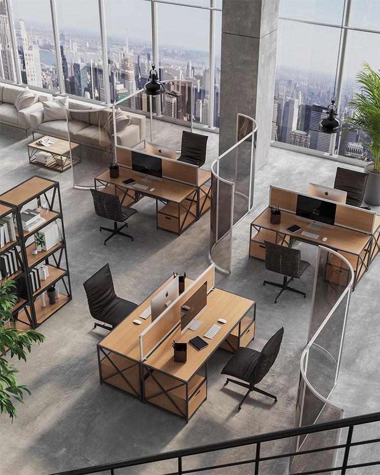 Séparateur de bureau mélaminé, tissu acoustique, Fabrication Française, gamme Panneau Privatif - France Bureau