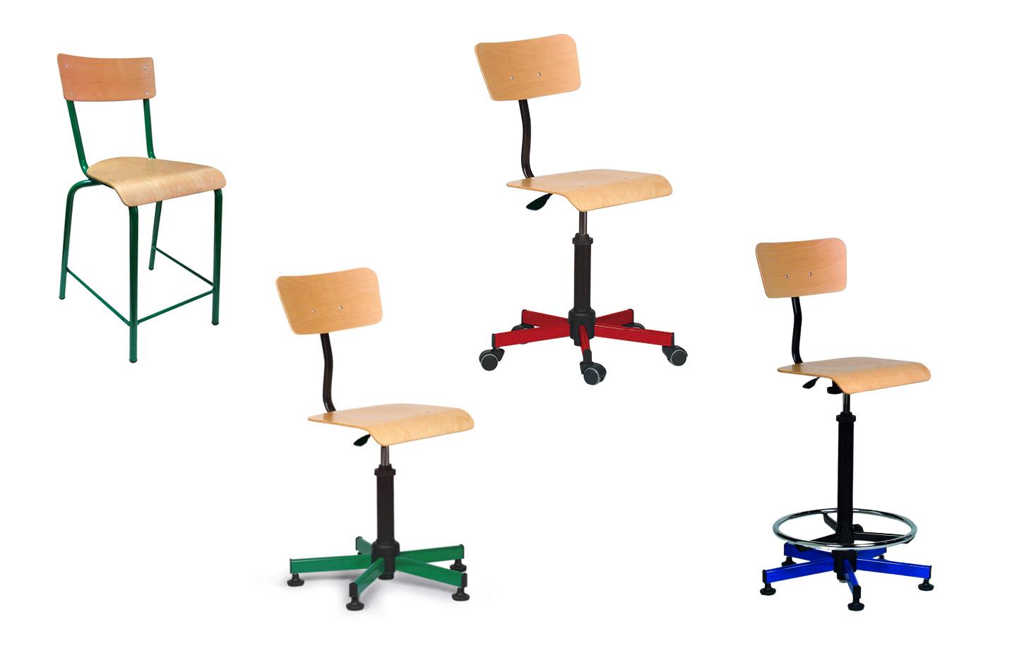 Chaise scolaire 4 pieds ou sur roulettes ou tabouret, gamme Pascal - France Bureau