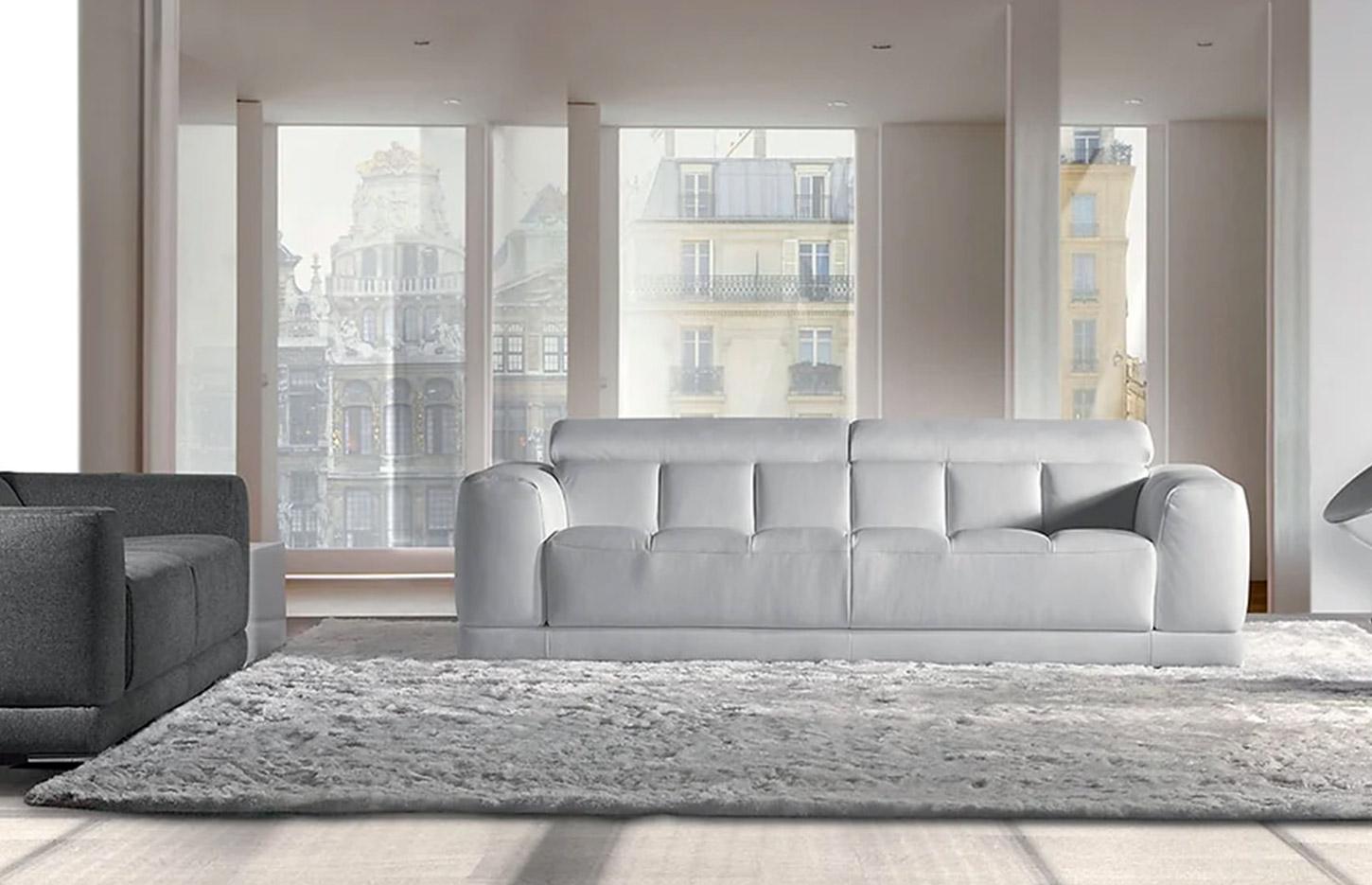 Canapé en tissu capitonné avec accoudoirs, gamme Peyron - France Bureau