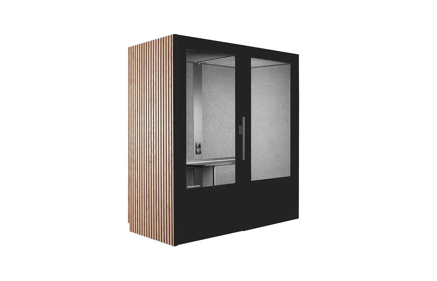 Cabine acoustique Wood 2 places avec tablette et connectique, gamme Koronia wood 2 places - France Bureau	