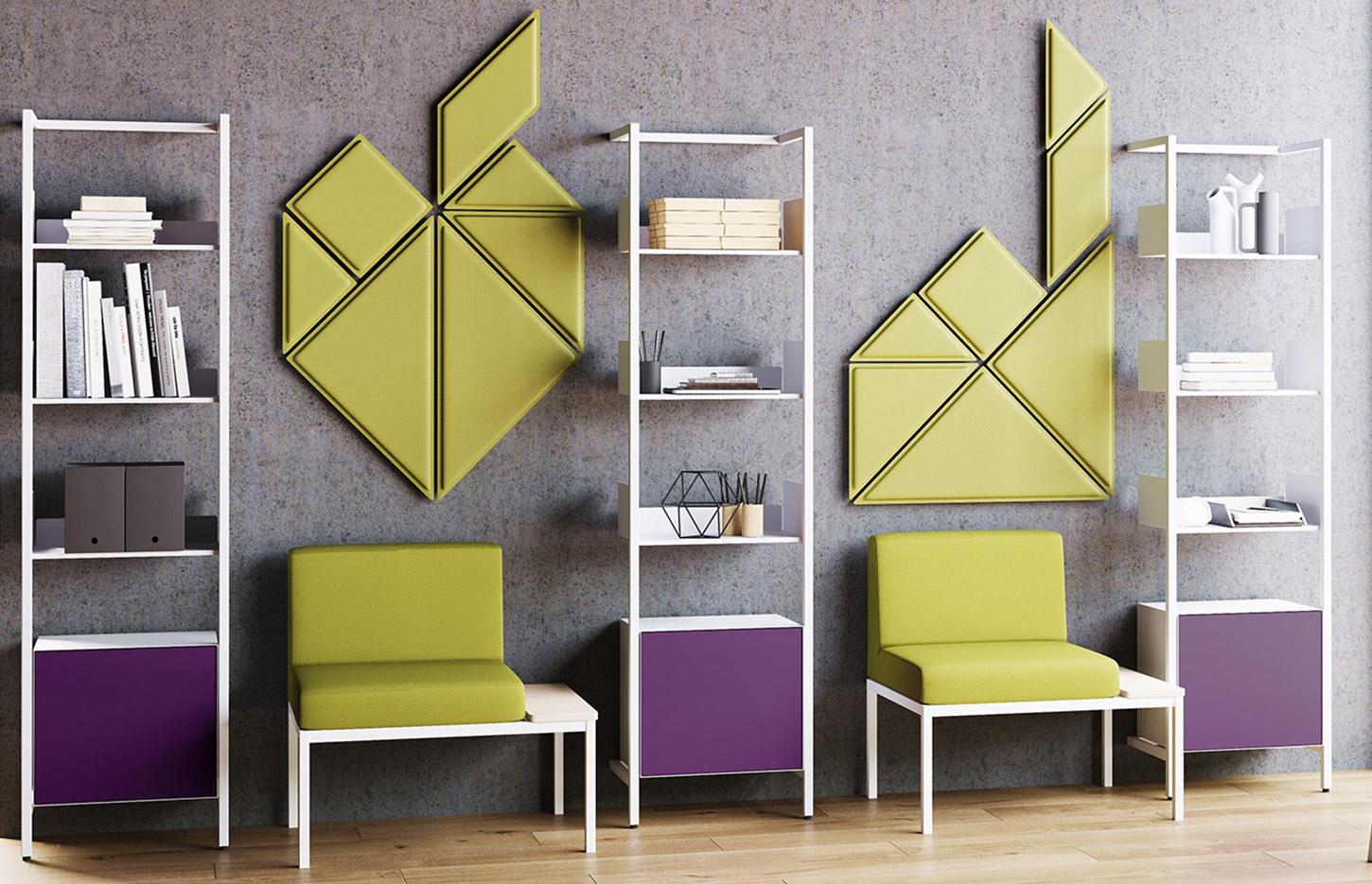 Dalle acoustique fixe, ventouse ou suspendu, mousse fibre de verre, gamme Pico Wall - France Bureau