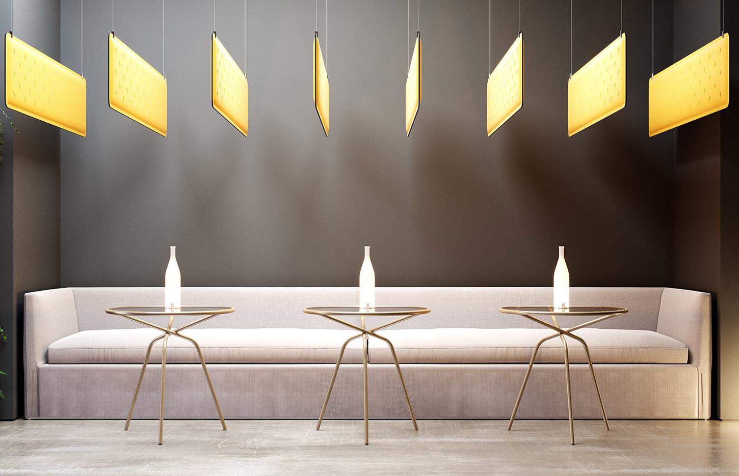 Dalle acoustique fixe, ventouse ou suspendu, mousse fibre de verre, gamme Pico Wall - France Bureau