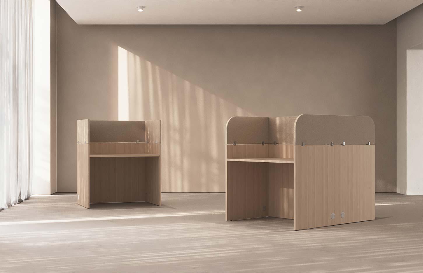 Bureau call center en face a face mélaminé avec tissu, gamme Picot Call Center - France Bureau