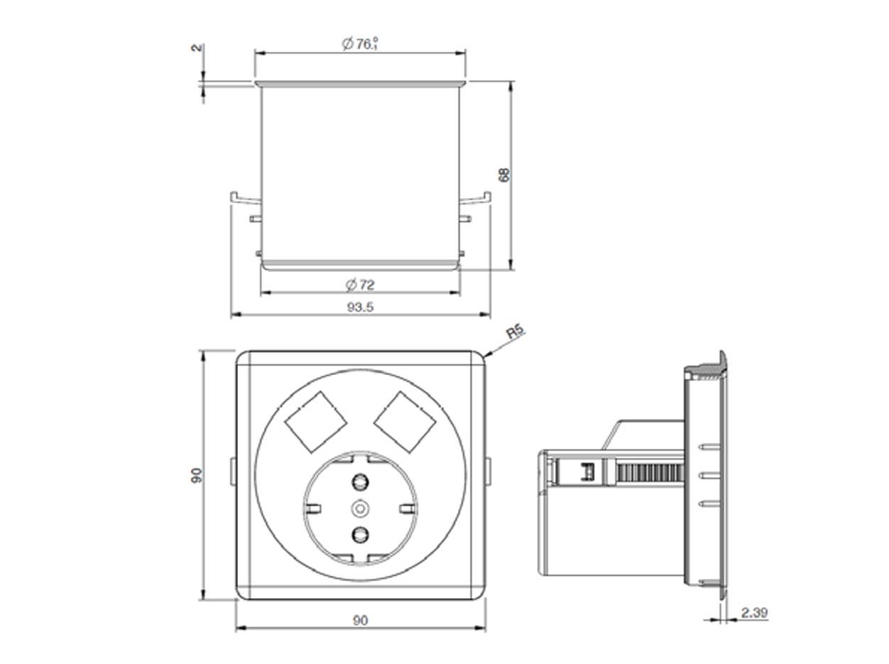Connectique boîtier 80 mm, gamme Point de Connexion Individuel - France Bureau