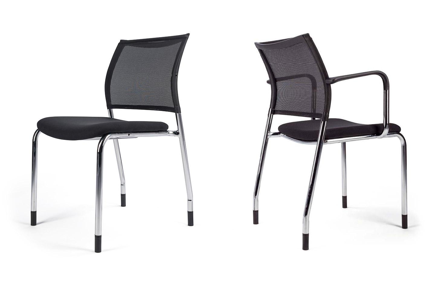 Siège de réunion dossier résille noir et assise tissu noir, gamme Pontis, France Bureau