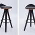 Tabouret noir ou blanc avec assise rembourrée et 3 pieds en bois massif - gamme Rista tabouret - France Bureau