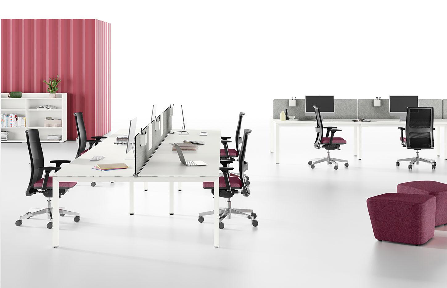 Bureau modulable open-space 2 personnes avec plateau mélaminé, gamme Roc - France Bureau