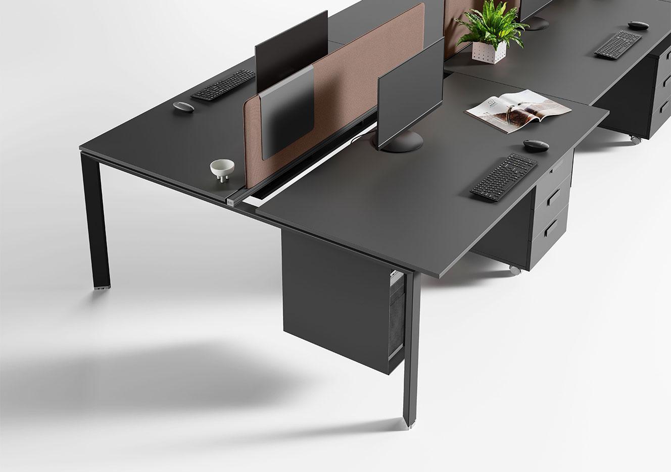 Bureau modulable open-space 2 personnes avec plateau mélaminé, gamme Roc - France Bureau