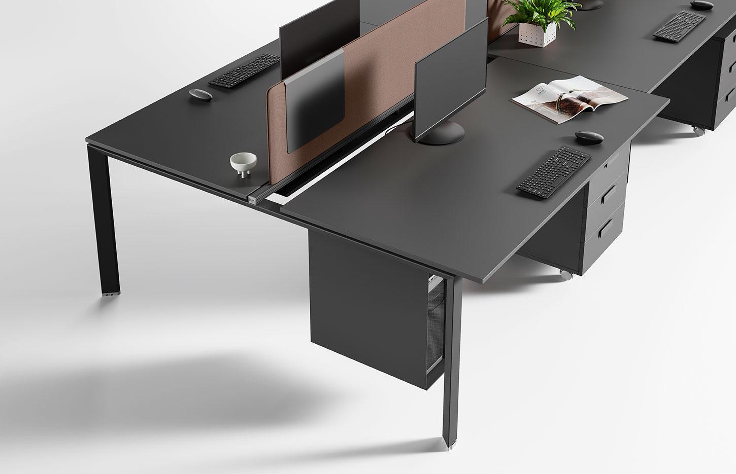 Bureau modulable open-space 2 personnes avec plateau mélaminé, gamme Roc - France Bureau