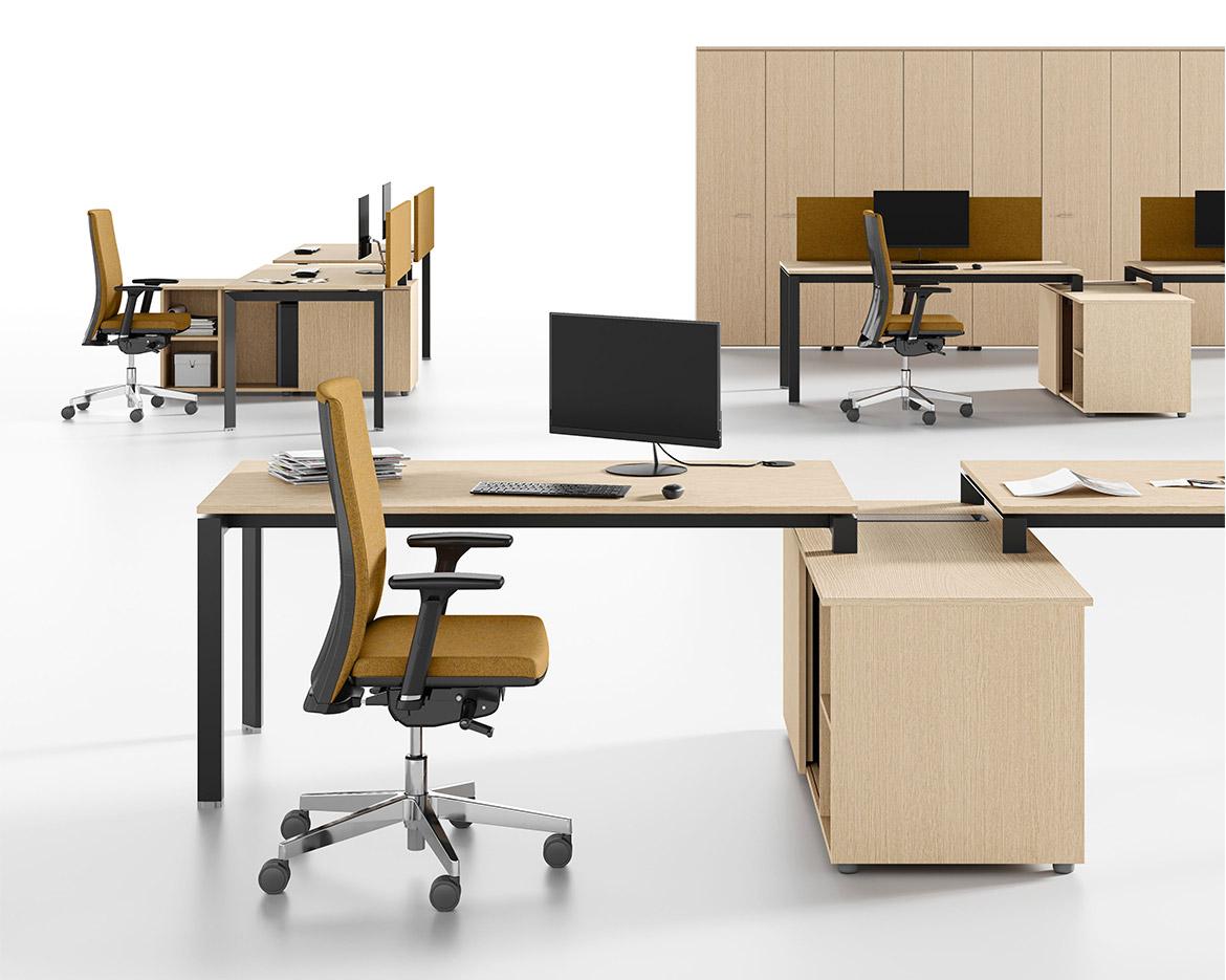 Bureau modulable open-space individuel ou bench avec plateau mélaminé, gamme Roc - France Bureau