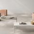 Table basse carrée rectangulaire ronde mélaminé bois grès, gamme Rosa - France Bureau