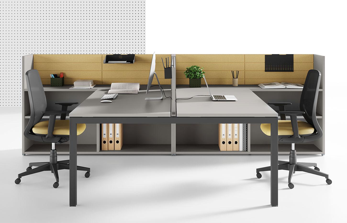 Bureau open-space bench face à face rangements, gamme Ruby open-space - France bureau