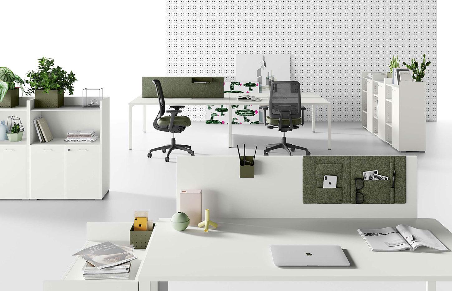 Bureau open-space bench face à face rangements, gamme Ruby open-space - France bureau