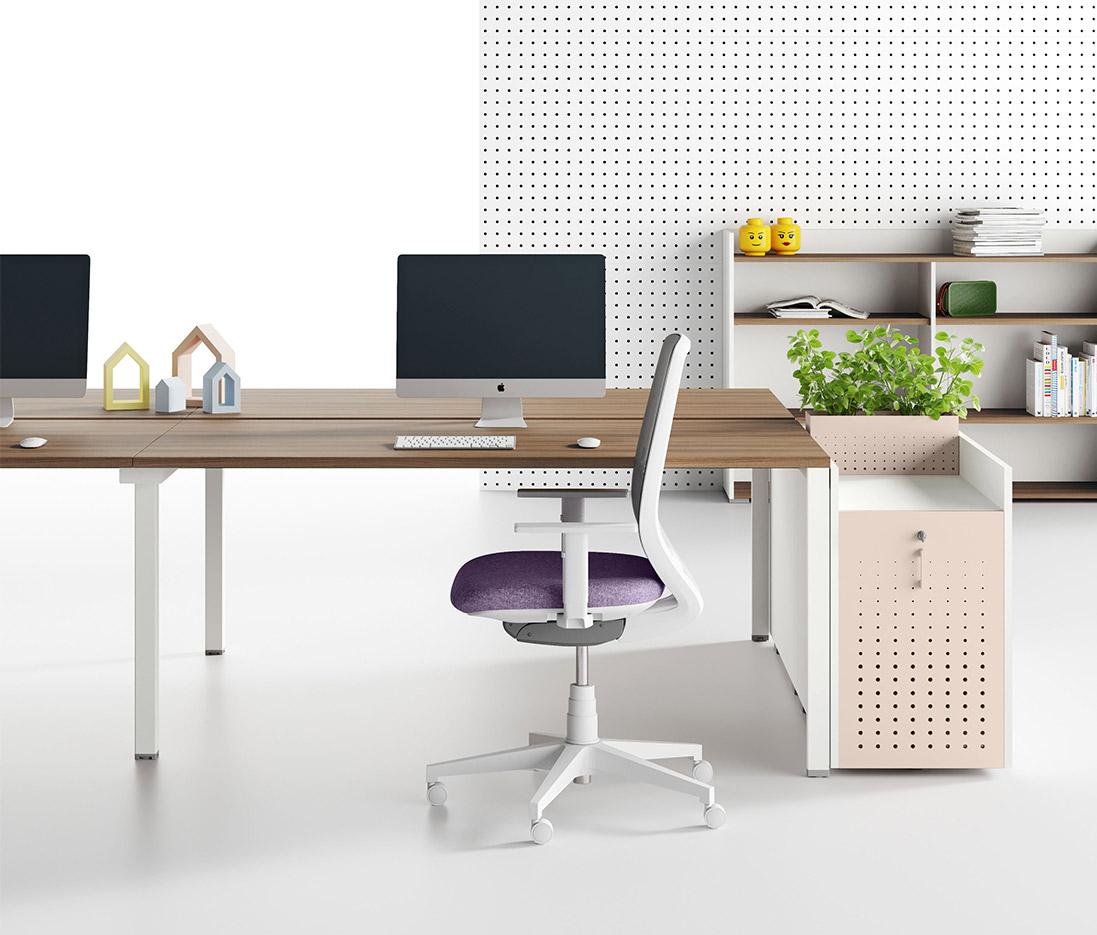 Bureau open-space bench face à face rangements, gamme Ruby open-space - France bureau