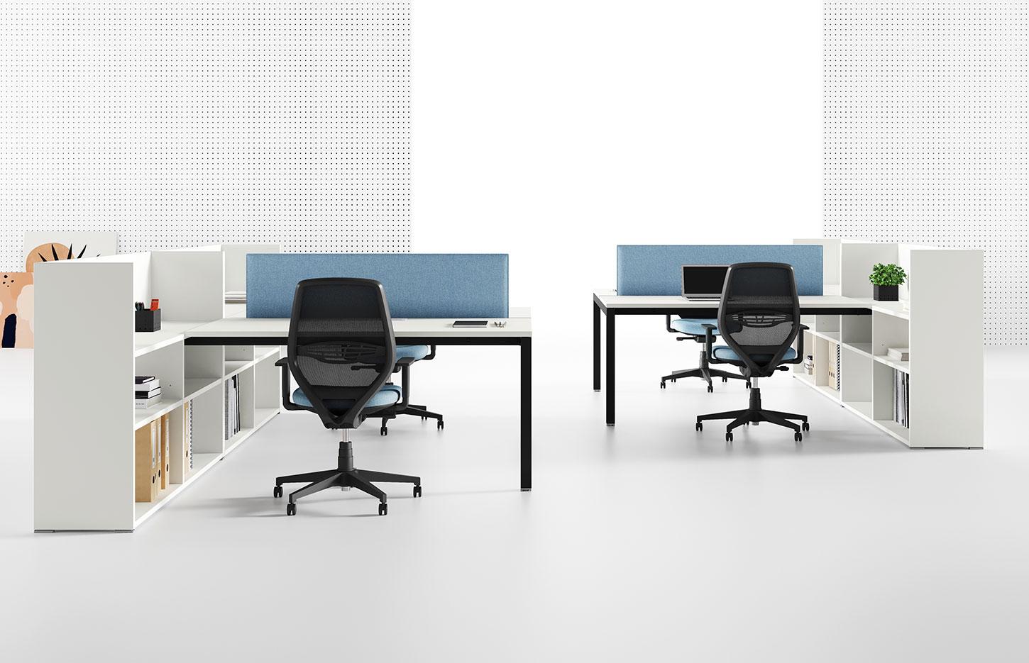 Bureau open-space bench face à face rangements, gamme Ruby open-space - France bureau