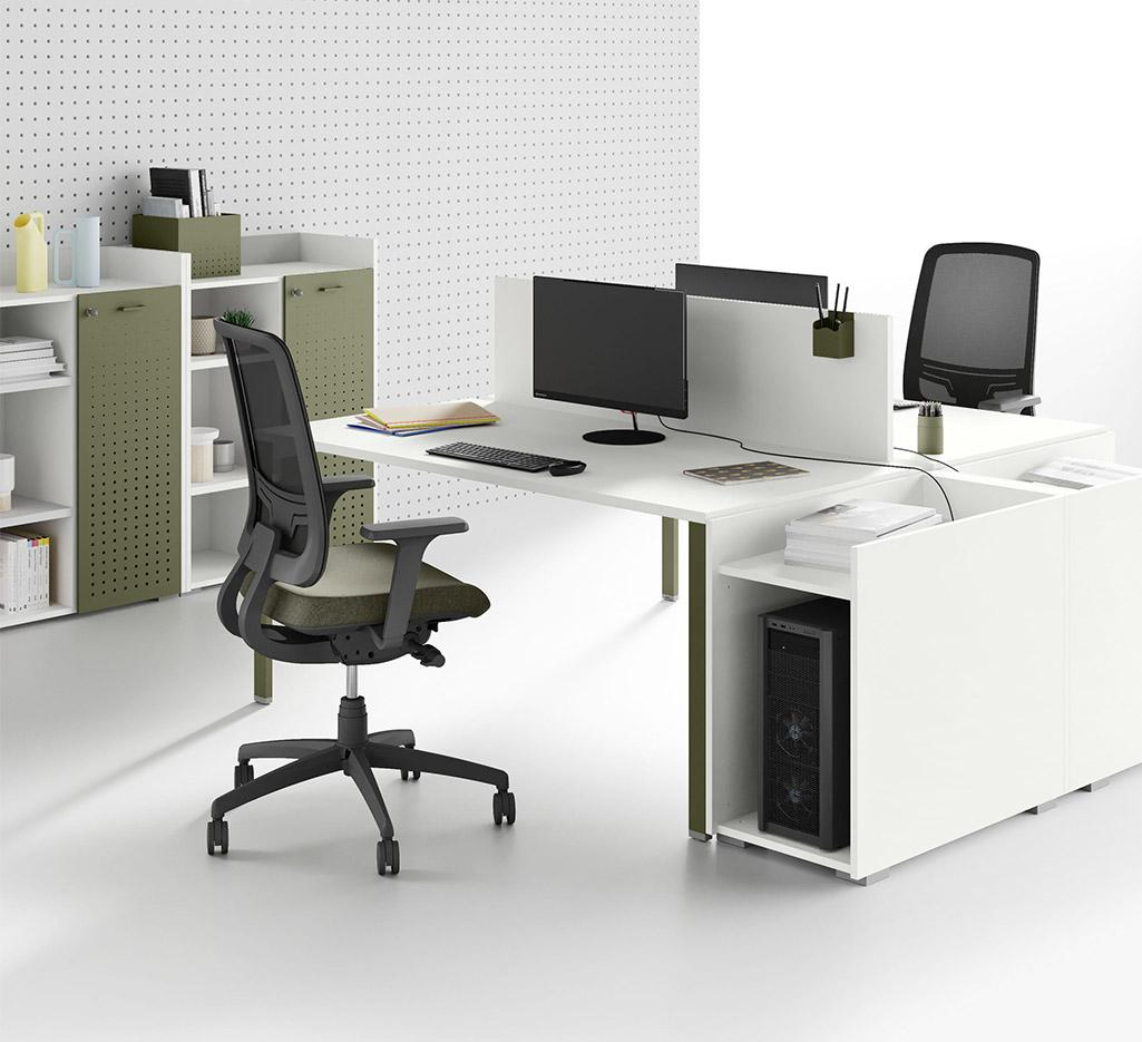 Bureau open-space bench face à face rangements, gamme Ruby open-space - France bureau