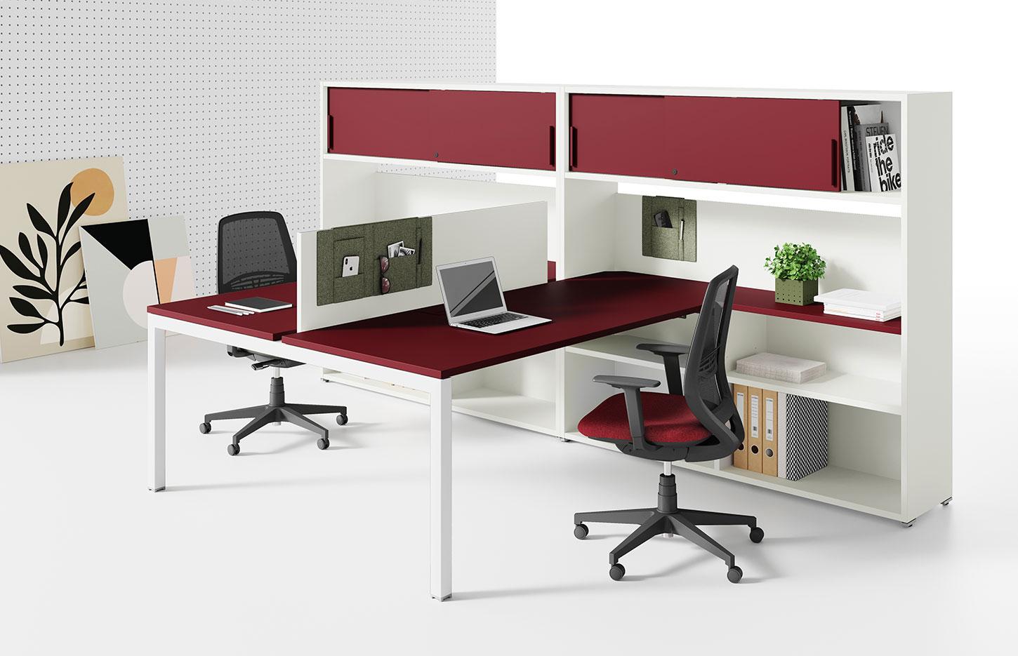 Bureau open-space bench face à face rangements, gamme Ruby open-space - France bureau