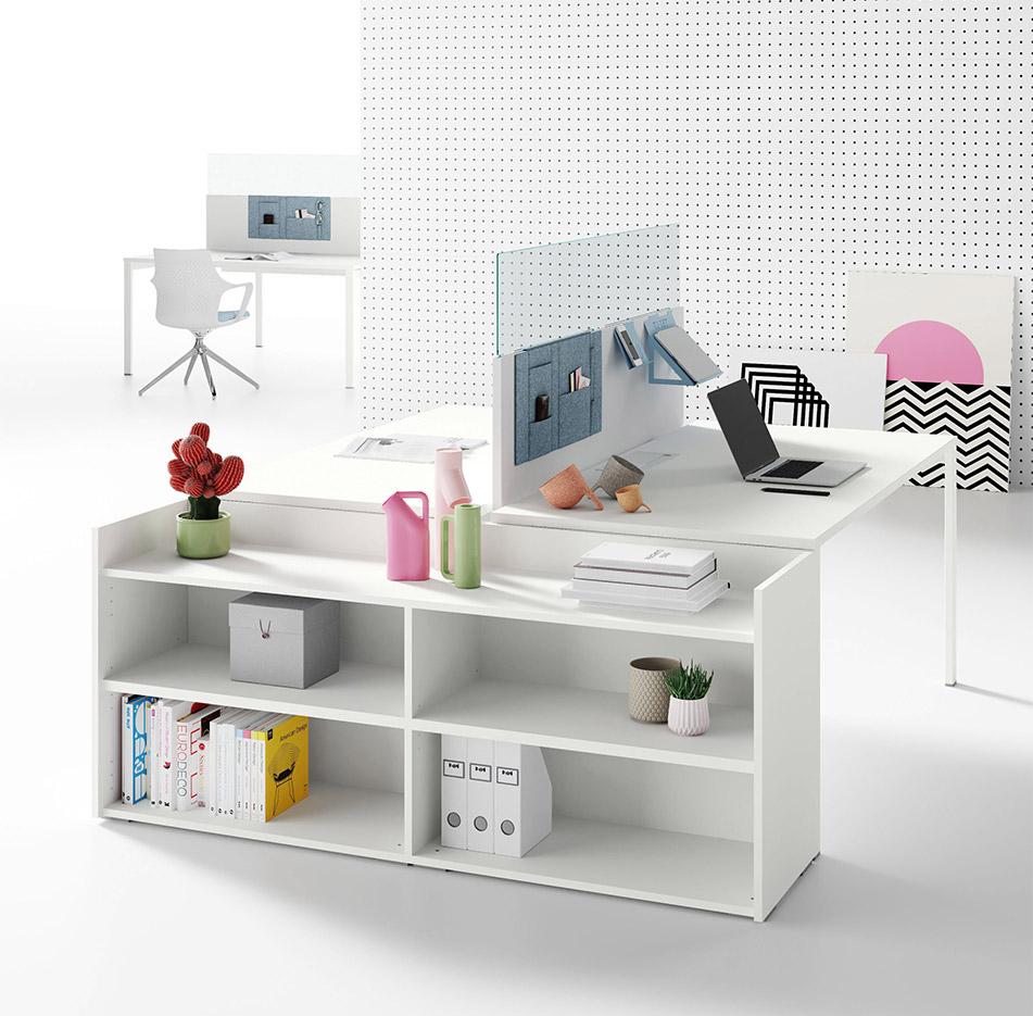 Bureau open-space bench face à face rangements, gamme Ruby open-space - France bureau